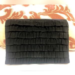Black Evening Clutch, Vintage, Ribbons,  Snap closure.